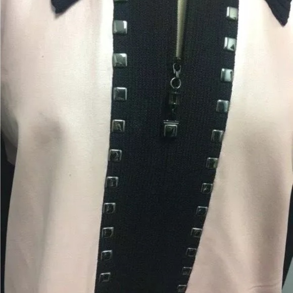 St. john Black Santana Knit jacket with pink Leather - Picture 3 of 4